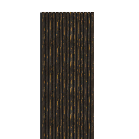 Grey with Gold Line Acoustic Wood Wall Panel Thin Slat Series 1 - 240x60cm - Tuda Grass