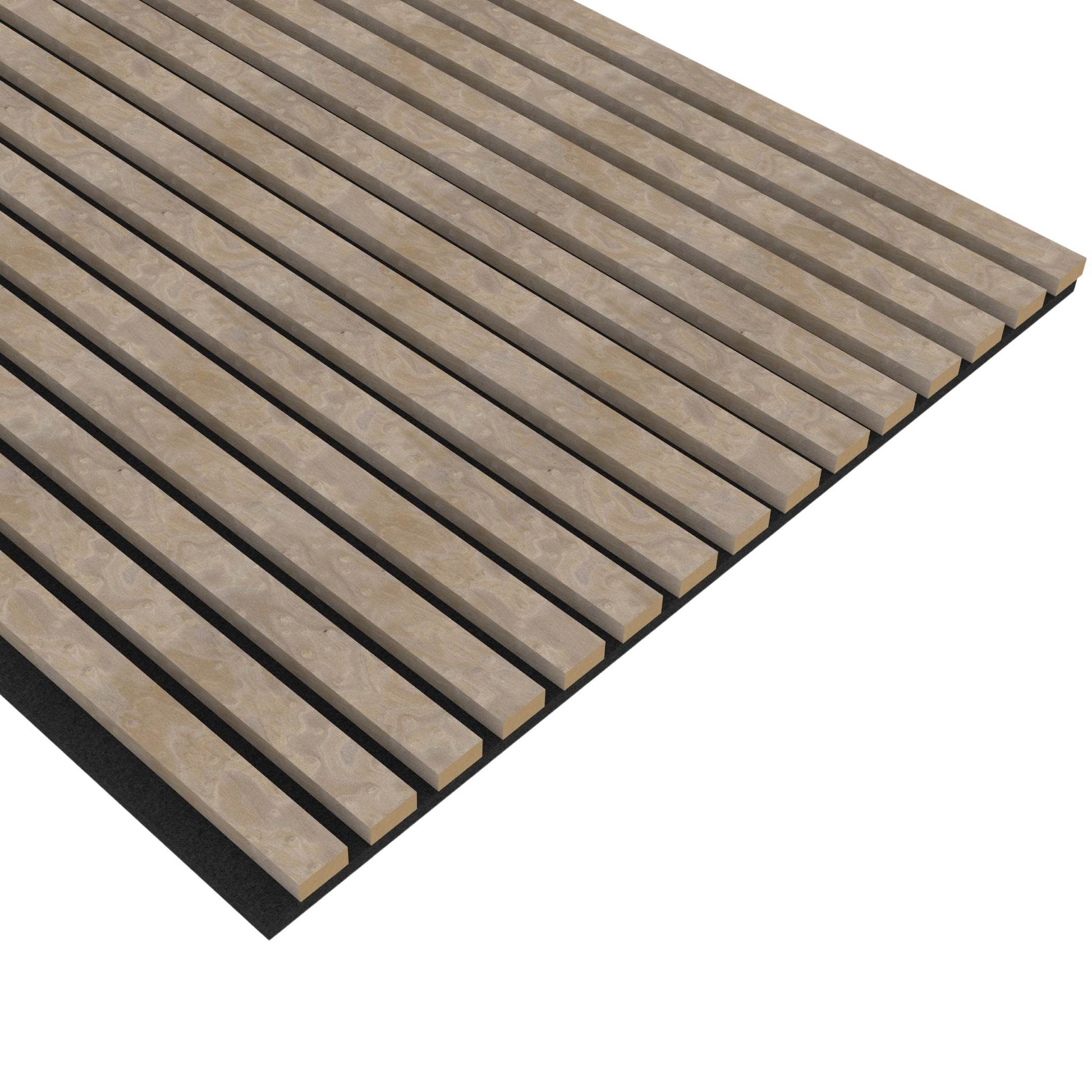 Stone Acoustic Wood Wall Panel Thin Slat Series 1 - 240x60cm - Tuda Grass