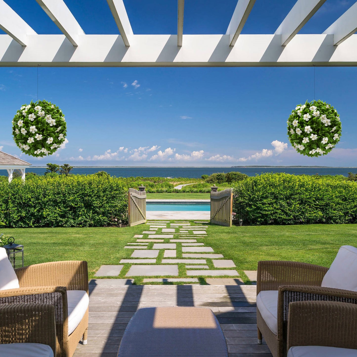 Bougainvillea and Sakura Artificial Topiary Balls - Tuda Grass